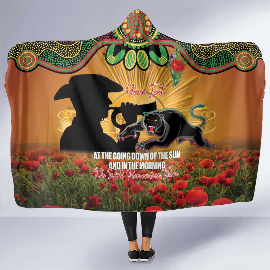 Personalised Panthers Rugby ANZAC Day Hooded Blanket Last Post Poppy We Will Remember Them