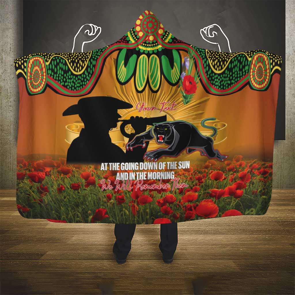 Personalised Panthers Rugby ANZAC Day Hooded Blanket Last Post Poppy We Will Remember Them