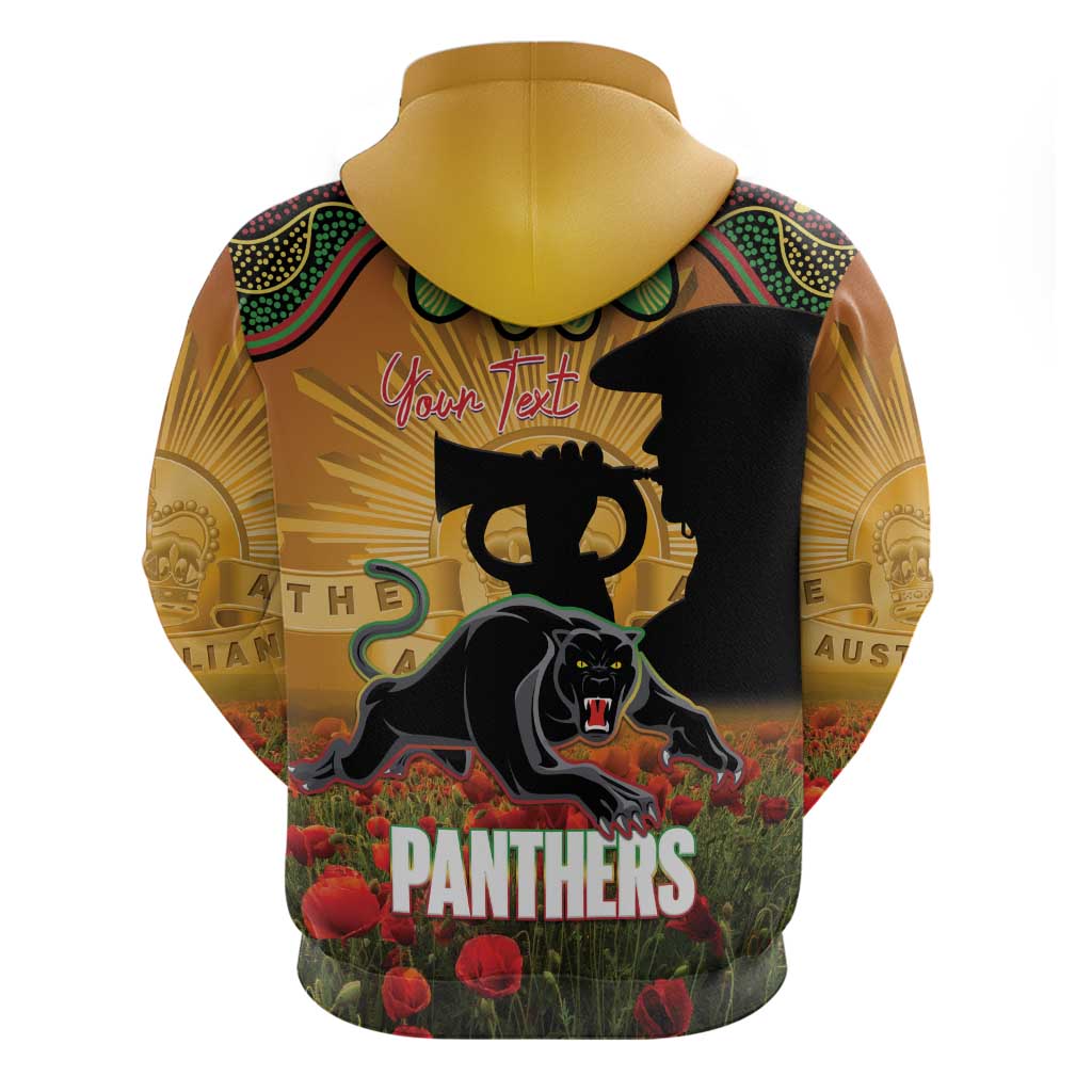 Personalised Panthers Rugby ANZAC Day Hoodie Last Post Poppy We Will Remember Them