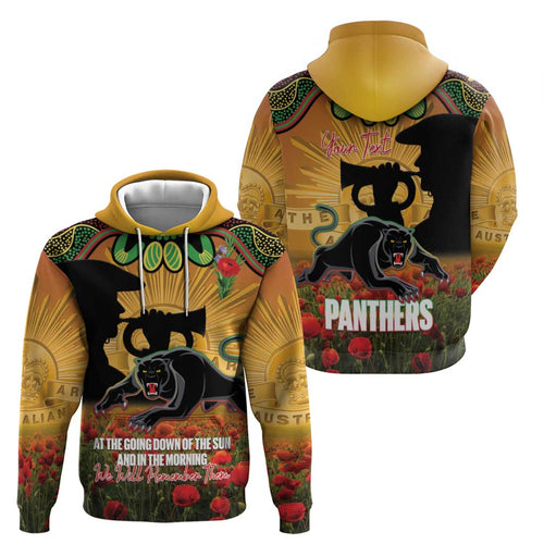 Personalised Panthers Rugby ANZAC Day Hoodie Last Post Poppy We Will Remember Them