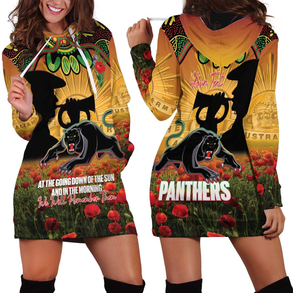 Personalised Panthers Rugby ANZAC Day Hoodie Dress Last Post Poppy We Will Remember Them