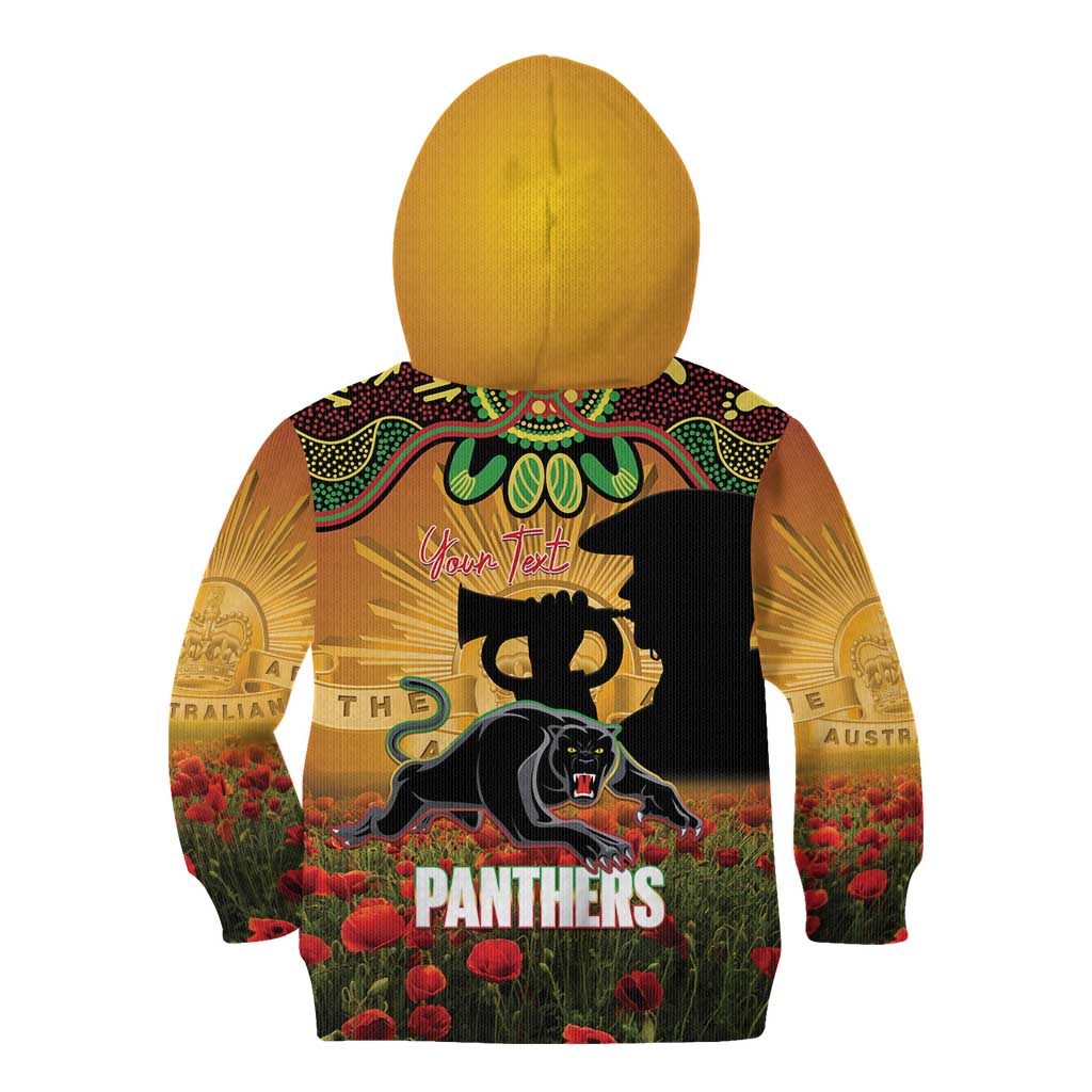 Personalised Panthers Rugby ANZAC Day Kid Hoodie Last Post Poppy We Will Remember Them