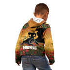 Personalised Panthers Rugby ANZAC Day Kid Hoodie Last Post Poppy We Will Remember Them