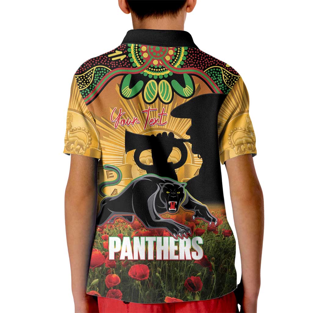 Personalised Panthers Rugby ANZAC Day Kid Polo Shirt Last Post Poppy We Will Remember Them