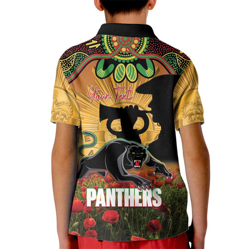 Personalised Panthers Rugby ANZAC Day Kid Polo Shirt Last Post Poppy We Will Remember Them