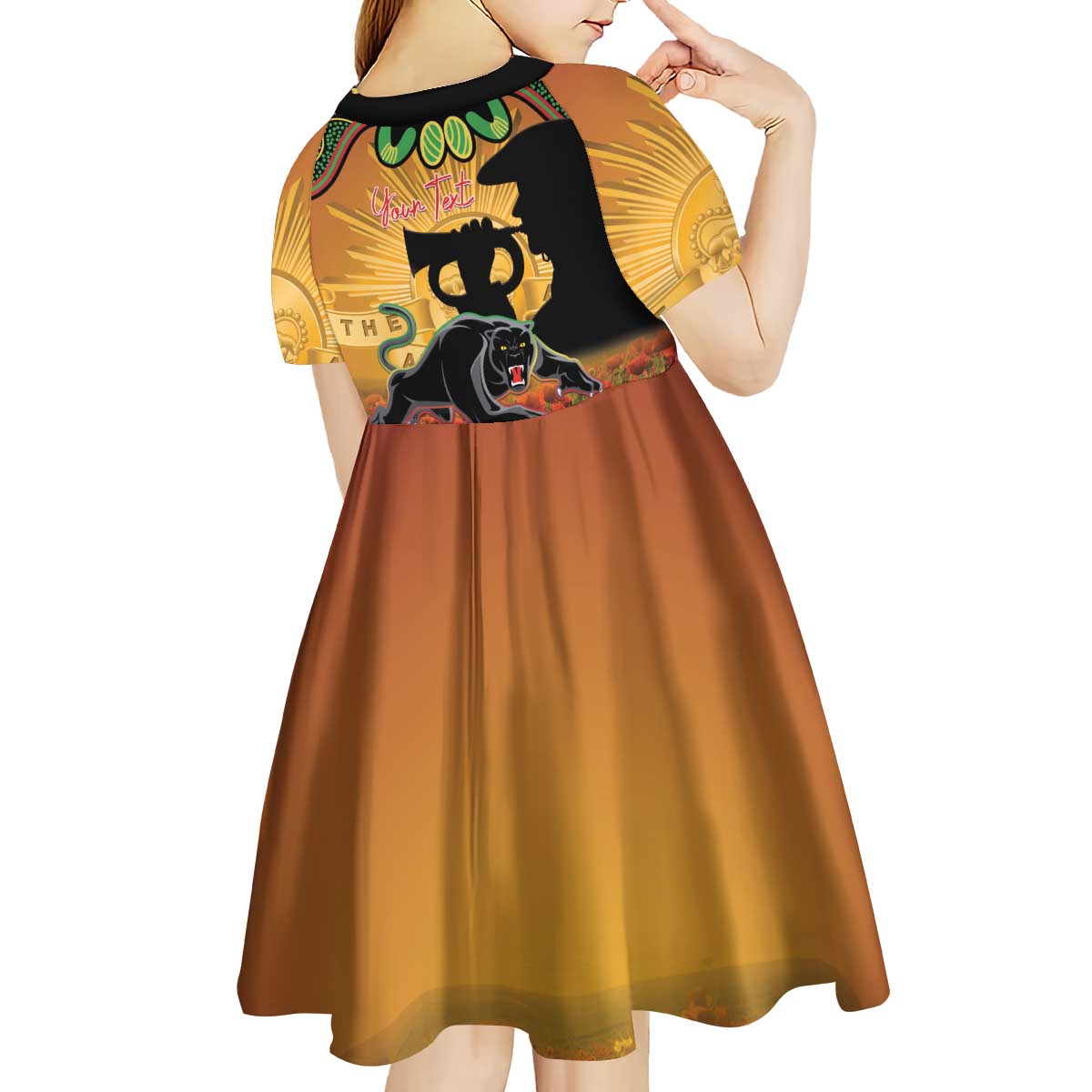 Personalised Panthers Rugby ANZAC Day Kid Short Sleeve Dress Last Post Poppy We Will Remember Them