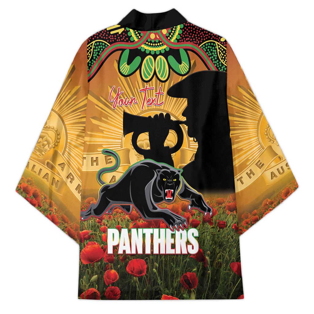 Personalised Panthers Rugby ANZAC Day Kimono Last Post Poppy We Will Remember Them