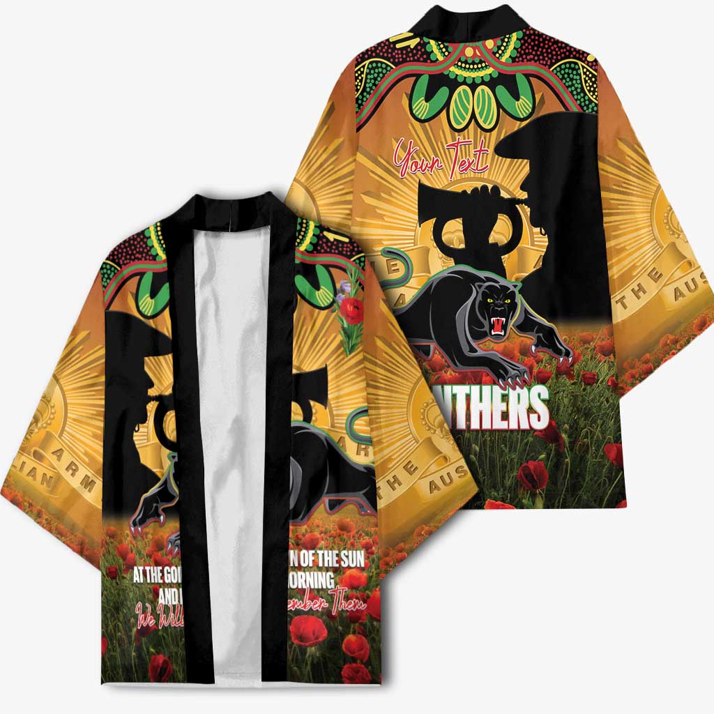Personalised Panthers Rugby ANZAC Day Kimono Last Post Poppy We Will Remember Them