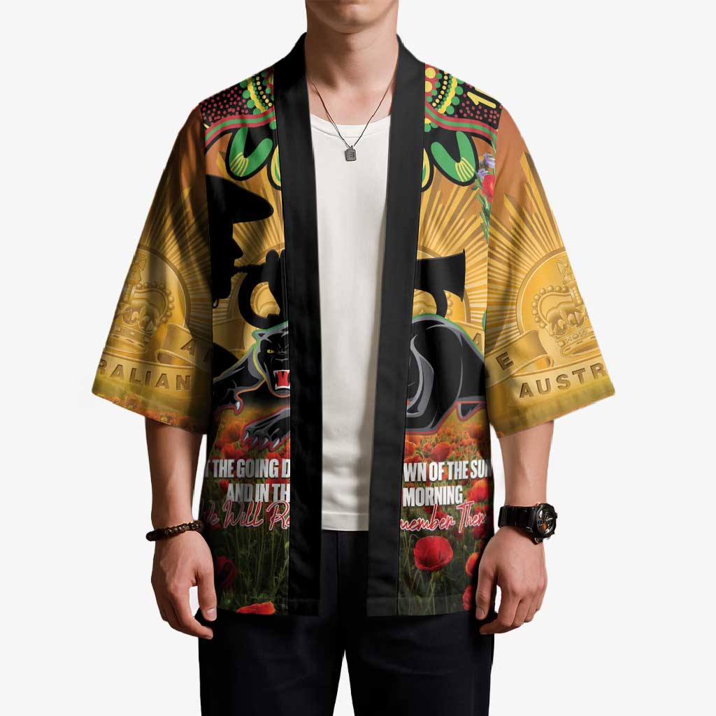 Personalised Panthers Rugby ANZAC Day Kimono Last Post Poppy We Will Remember Them