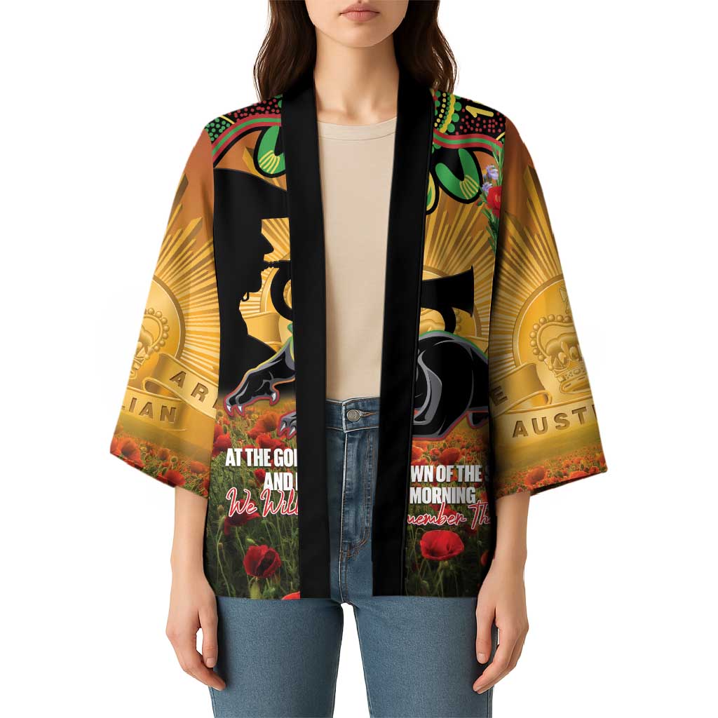 Personalised Panthers Rugby ANZAC Day Kimono Last Post Poppy We Will Remember Them