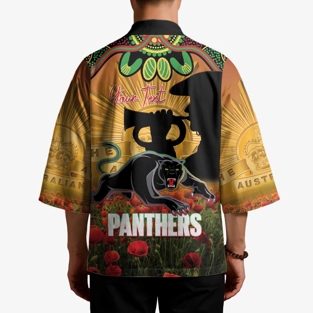 Personalised Panthers Rugby ANZAC Day Kimono Last Post Poppy We Will Remember Them
