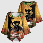 Personalised Panthers Rugby ANZAC Day Kimono Sleeve Blouse Last Post Poppy We Will Remember Them