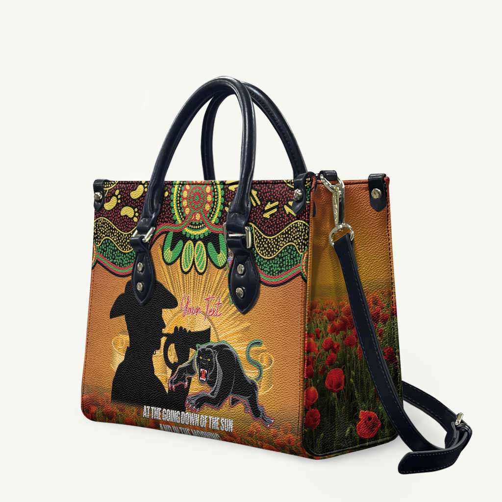 Personalised Panthers Rugby ANZAC Day Leather Bag Last Post Poppy We Will Remember Them
