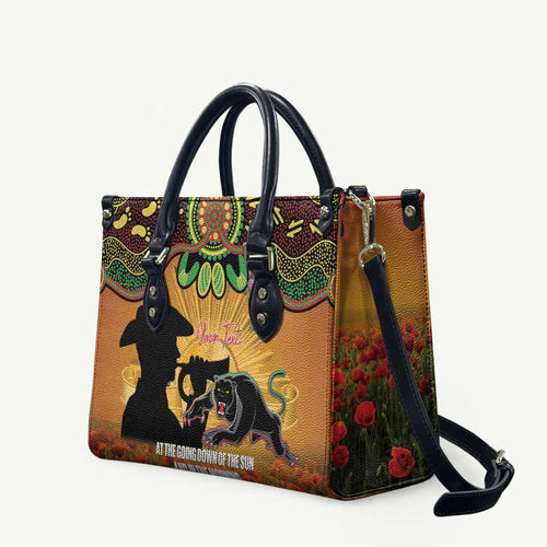 Personalised Panthers Rugby ANZAC Day Leather Bag Last Post Poppy We Will Remember Them