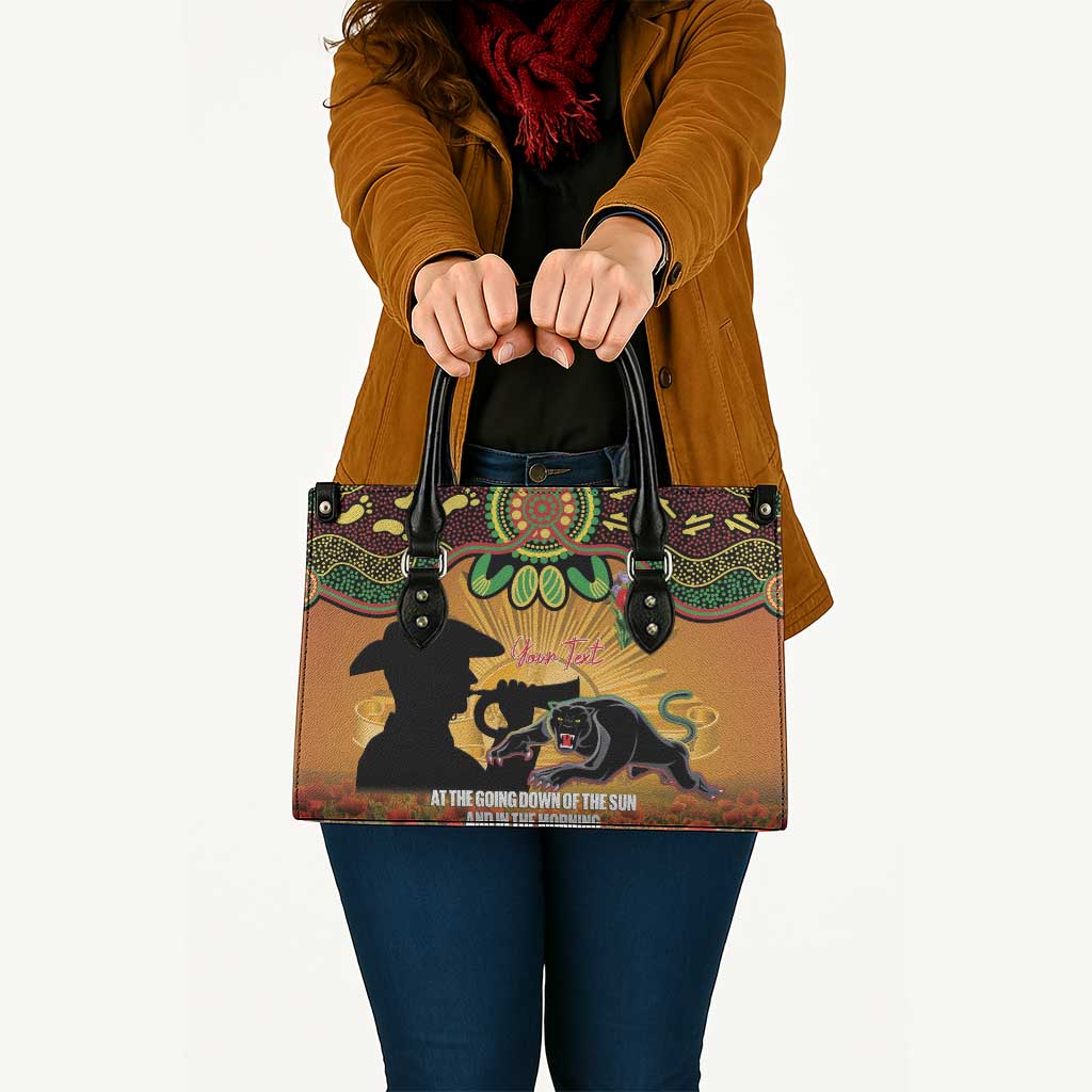 Personalised Panthers Rugby ANZAC Day Leather Bag Last Post Poppy We Will Remember Them