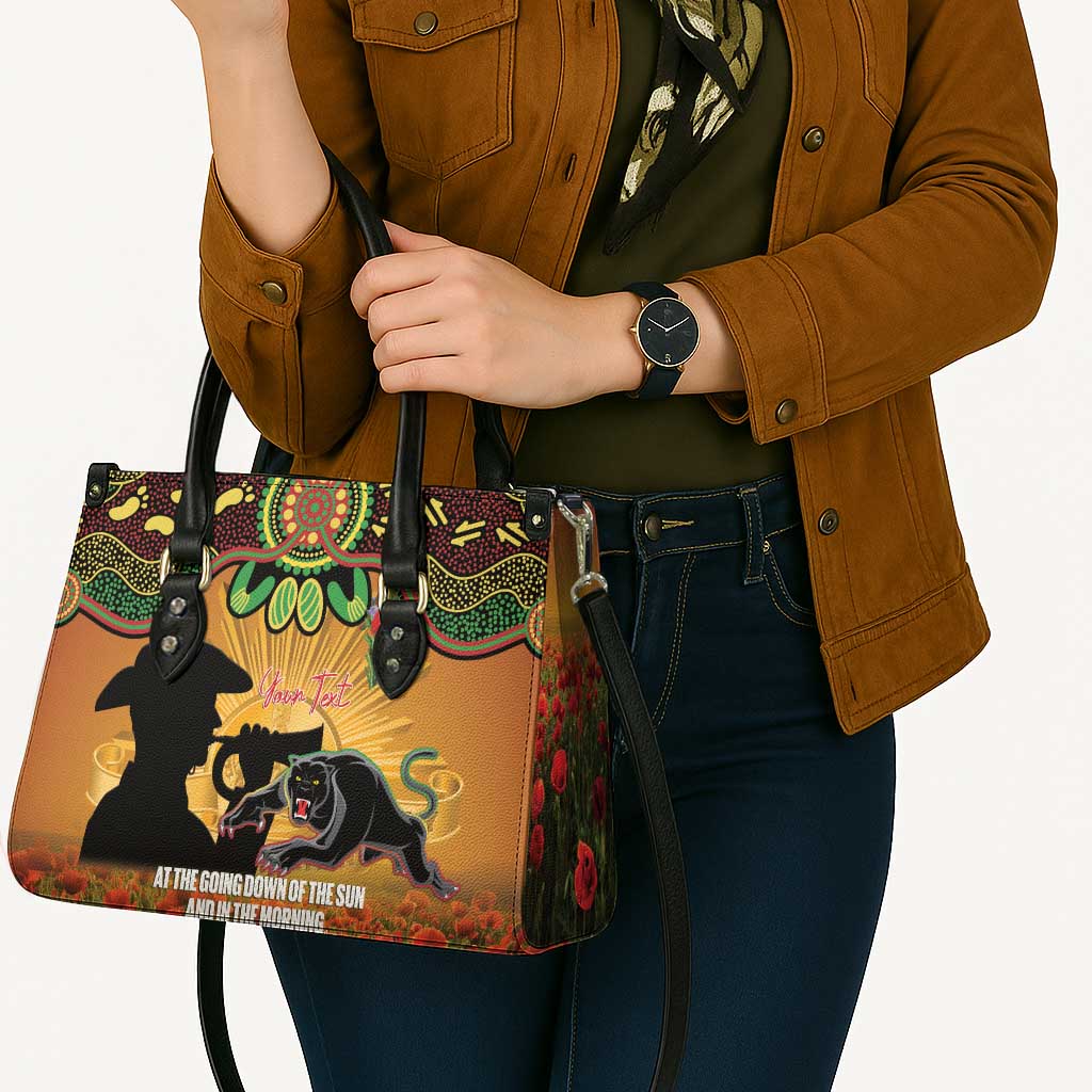 Personalised Panthers Rugby ANZAC Day Leather Bag Last Post Poppy We Will Remember Them
