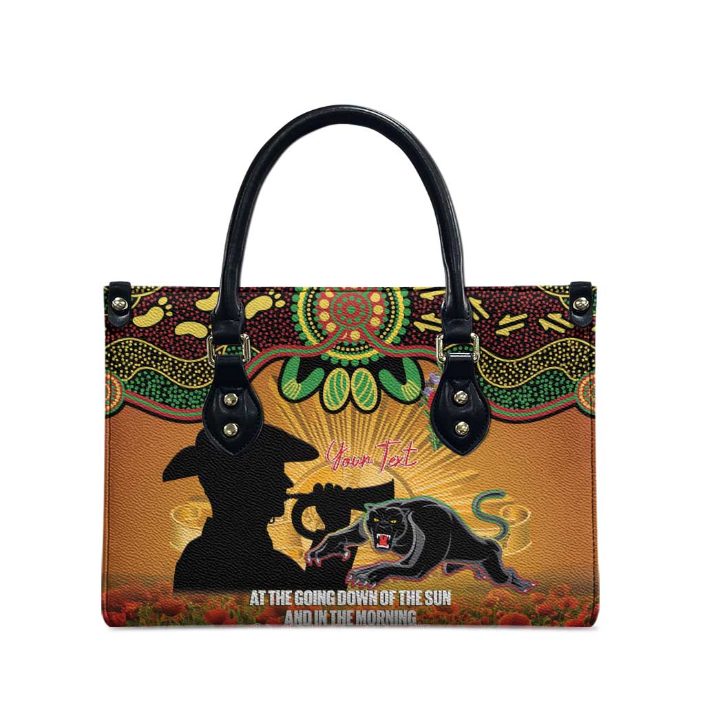 Personalised Panthers Rugby ANZAC Day Leather Bag Last Post Poppy We Will Remember Them