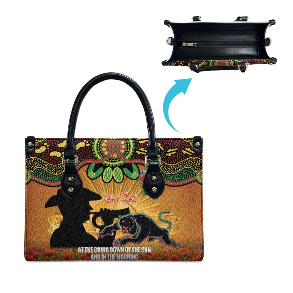 Personalised Panthers Rugby ANZAC Day Leather Bag Last Post Poppy We Will Remember Them