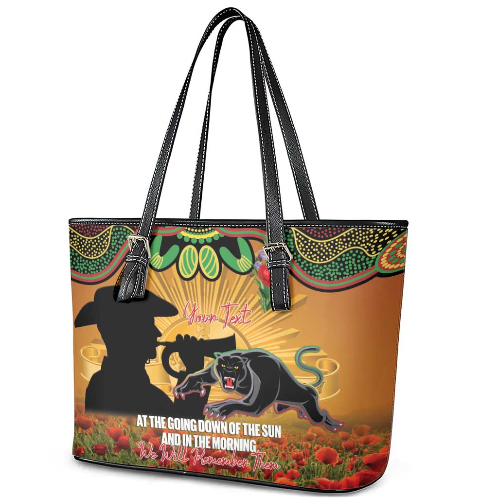 Personalised Panthers Rugby ANZAC Day Leather Tote Bag Last Post Poppy We Will Remember Them