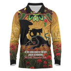 Personalised Panthers Rugby ANZAC Day Long Sleeve Polo Shirt Last Post Poppy We Will Remember Them