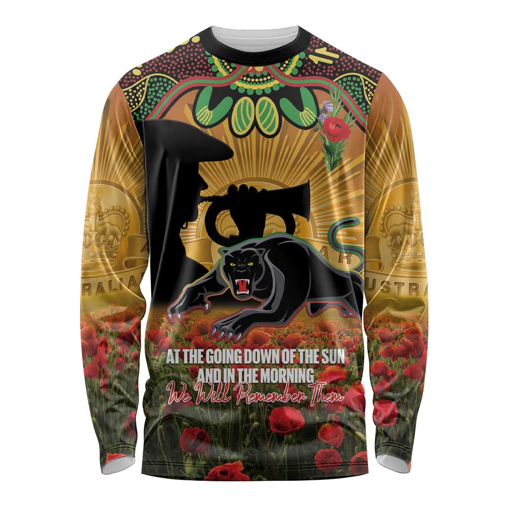 Personalised Panthers Rugby ANZAC Day Long Sleeve Shirt Last Post Poppy We Will Remember Them