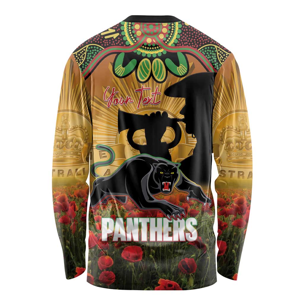 Personalised Panthers Rugby ANZAC Day Long Sleeve Shirt Last Post Poppy We Will Remember Them