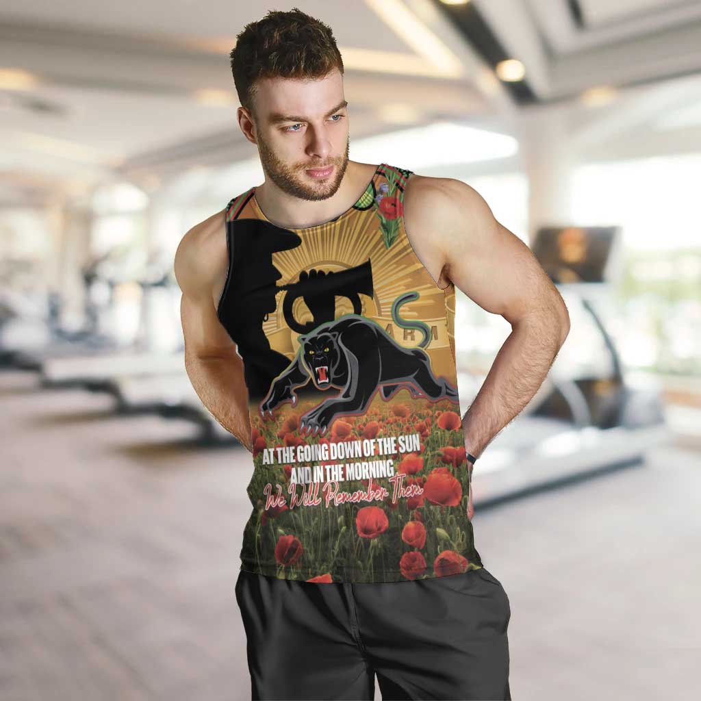 Personalised Panthers Rugby ANZAC Day Men Tank Top Last Post Poppy We Will Remember Them