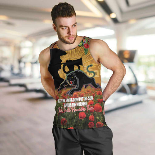 Personalised Panthers Rugby ANZAC Day Men Tank Top Last Post Poppy We Will Remember Them