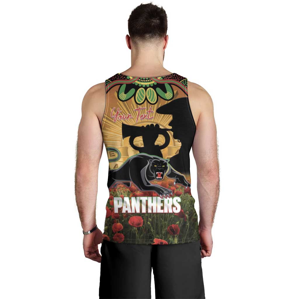 Personalised Panthers Rugby ANZAC Day Men Tank Top Last Post Poppy We Will Remember Them