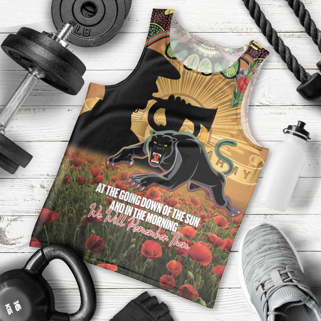 Personalised Panthers Rugby ANZAC Day Men Tank Top Last Post Poppy We Will Remember Them