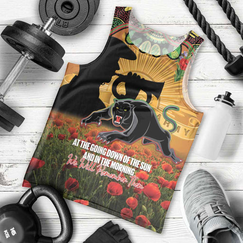 Personalised Panthers Rugby ANZAC Day Men Tank Top Last Post Poppy We Will Remember Them