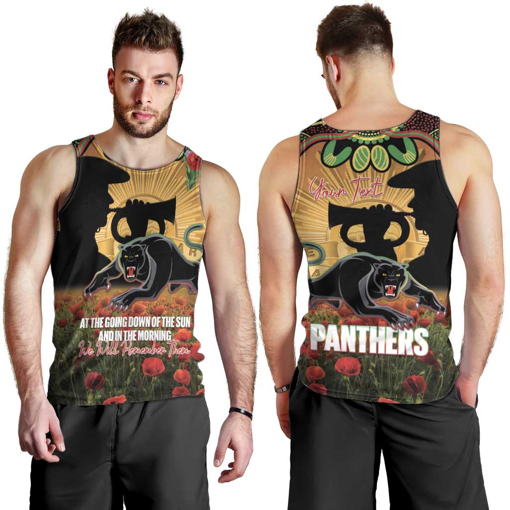 Personalised Panthers Rugby ANZAC Day Men Tank Top Last Post Poppy We Will Remember Them