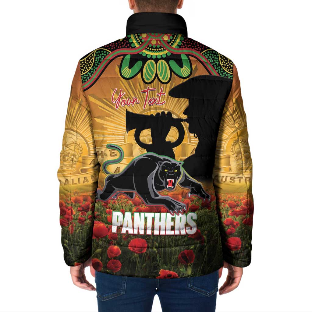 Personalised Panthers Rugby ANZAC Day Padded Jacket Last Post Poppy We Will Remember Them