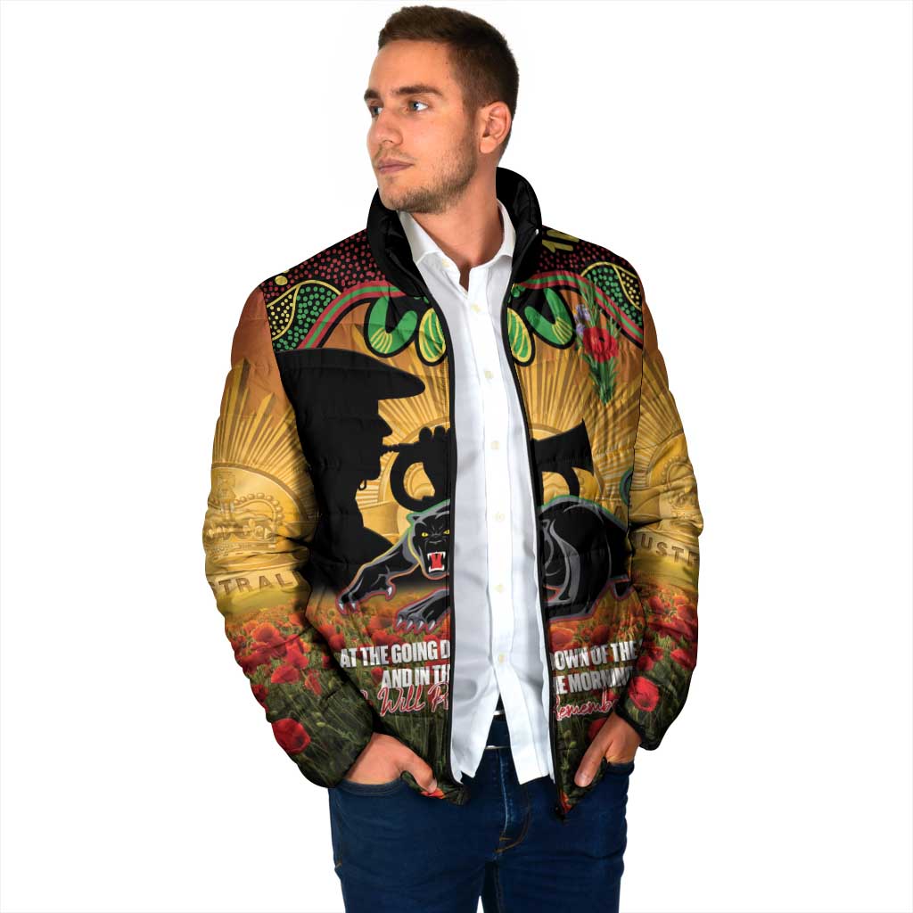 Personalised Panthers Rugby ANZAC Day Padded Jacket Last Post Poppy We Will Remember Them