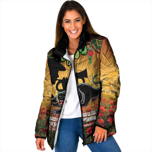 Personalised Panthers Rugby ANZAC Day Padded Jacket Last Post Poppy We Will Remember Them