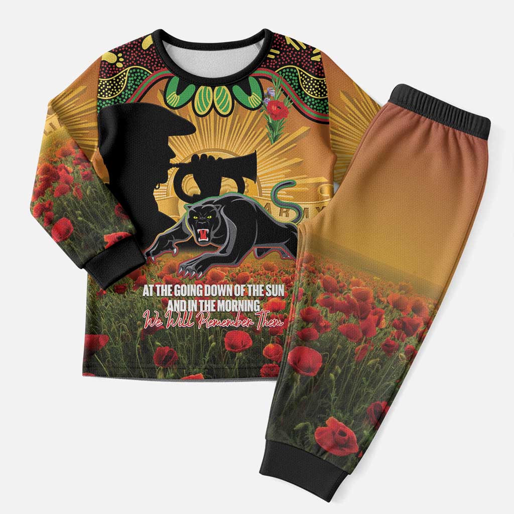 Personalised Panthers Rugby ANZAC Day Pajama Set Last Post Poppy We Will Remember Them