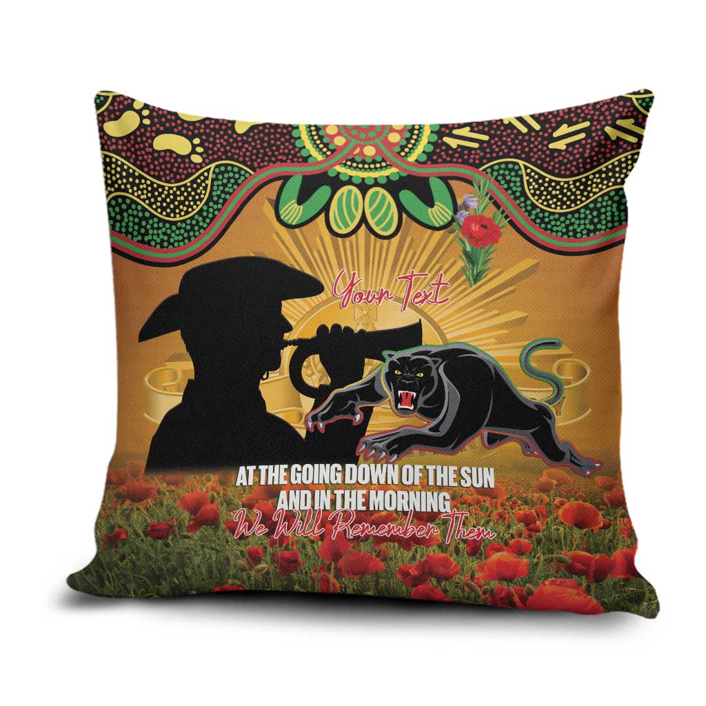 Personalised Panthers Rugby ANZAC Day Pillow Cover Last Post Poppy We Will Remember Them