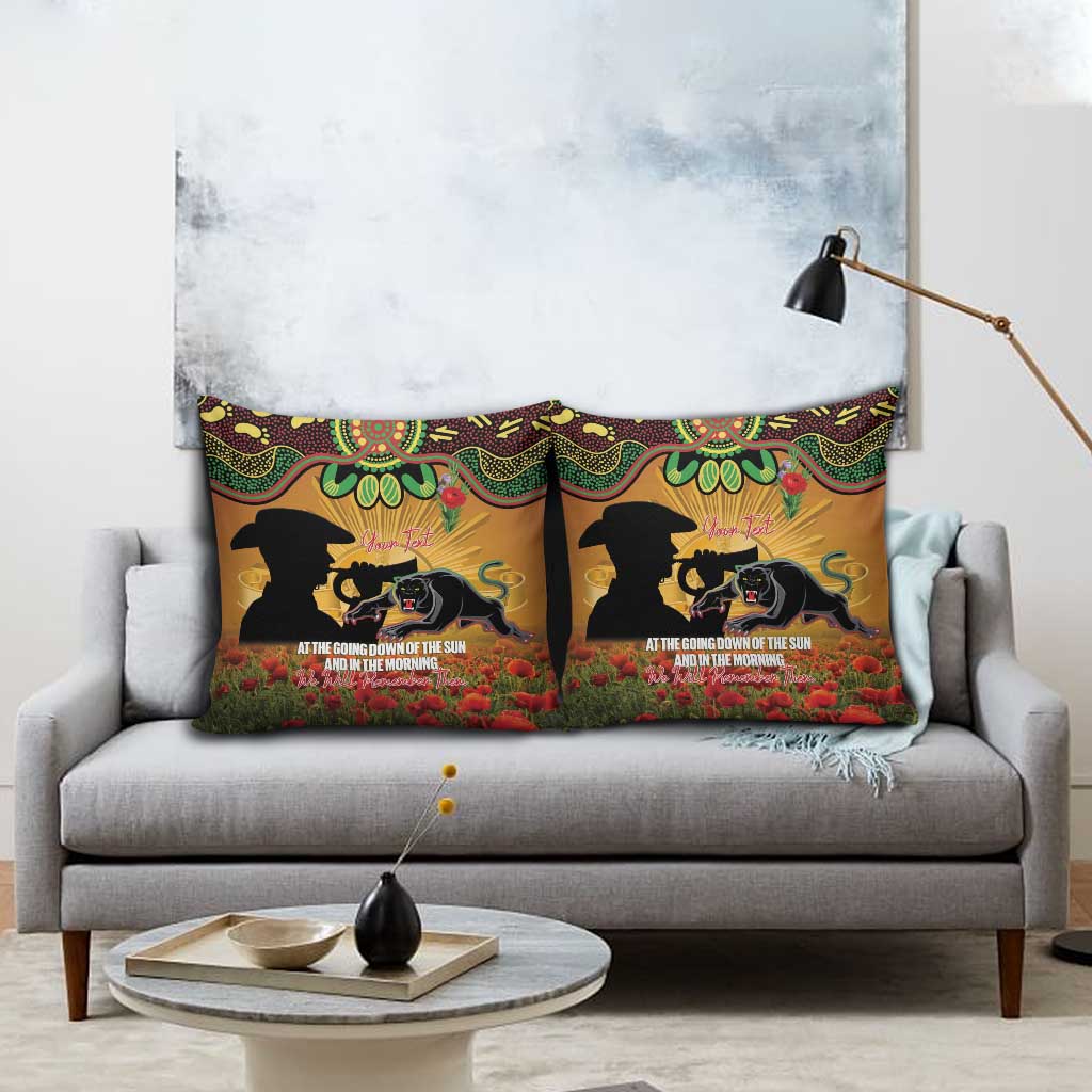 Personalised Panthers Rugby ANZAC Day Pillow Cover Last Post Poppy We Will Remember Them