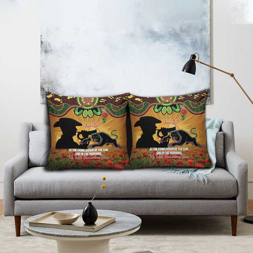 Personalised Panthers Rugby ANZAC Day Pillow Cover Last Post Poppy We Will Remember Them