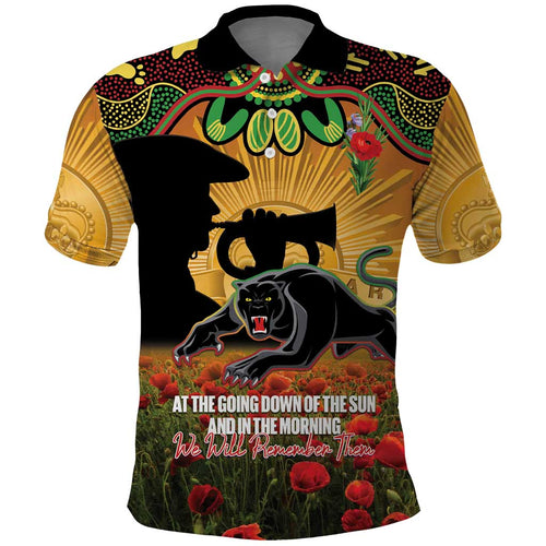 Personalised Panthers Rugby ANZAC Day Polo Shirt Last Post Poppy We Will Remember Them
