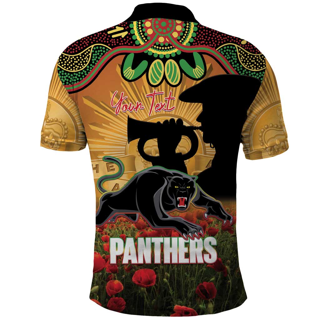 Personalised Panthers Rugby ANZAC Day Polo Shirt Last Post Poppy We Will Remember Them