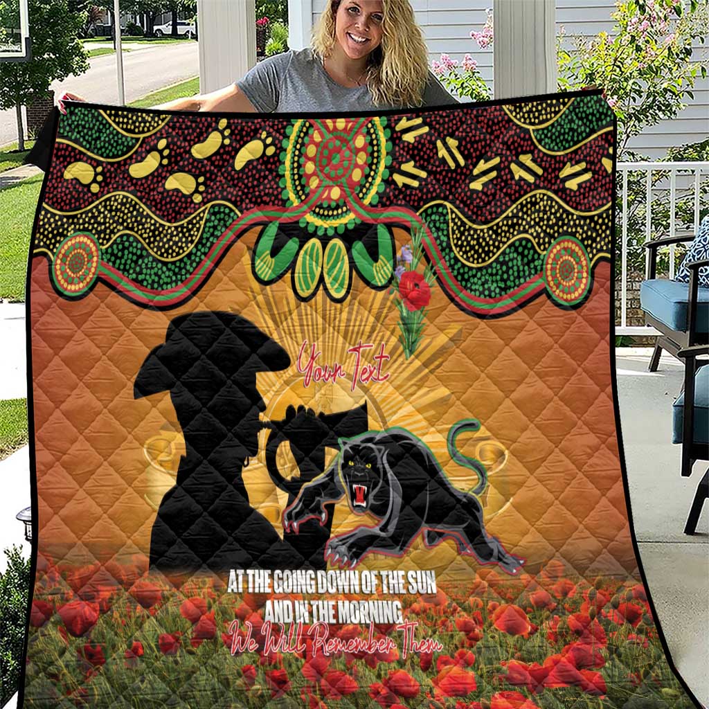 Personalised Panthers Rugby ANZAC Day Quilt Last Post Poppy We Will Remember Them