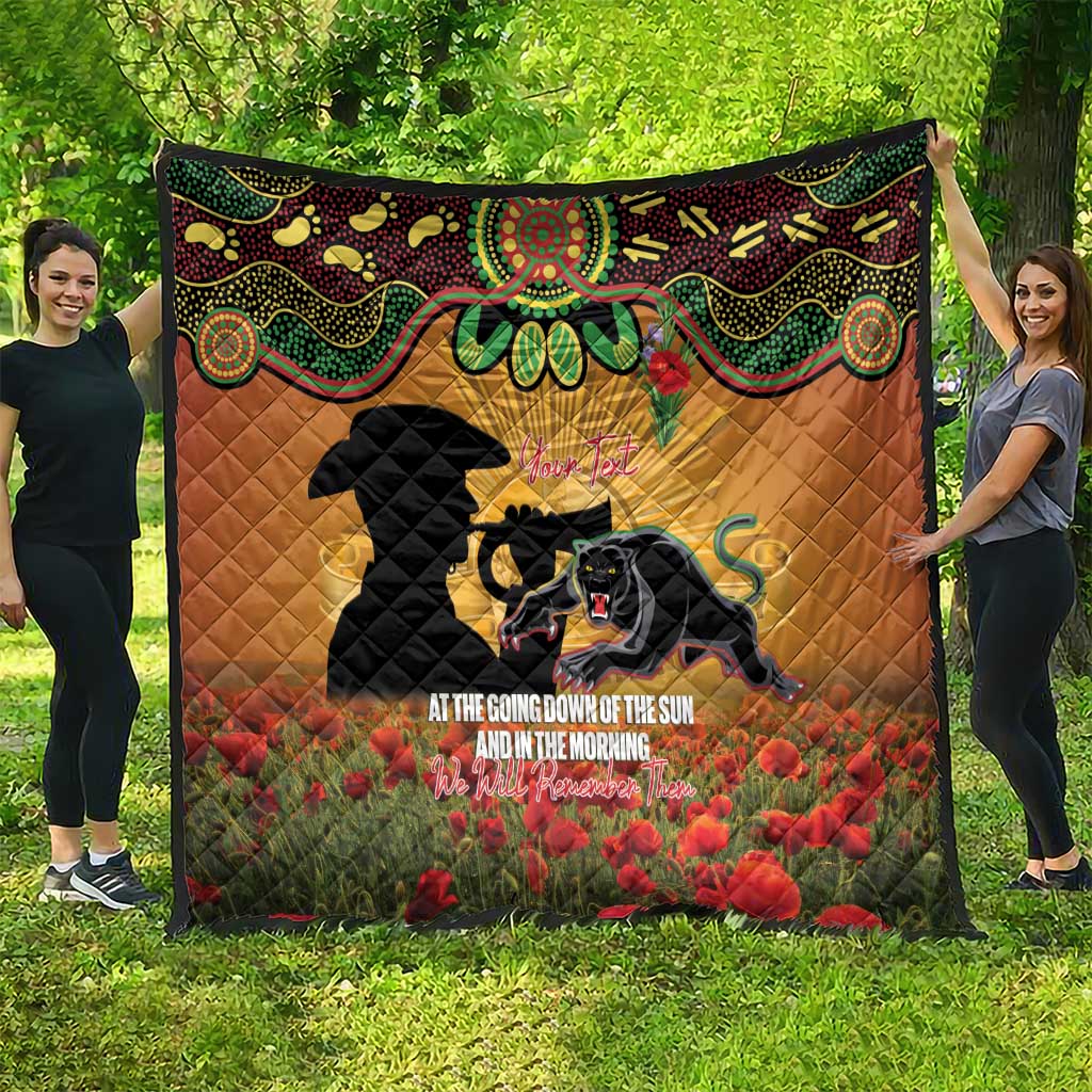 Personalised Panthers Rugby ANZAC Day Quilt Last Post Poppy We Will Remember Them