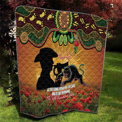 Personalised Panthers Rugby ANZAC Day Quilt Last Post Poppy We Will Remember Them