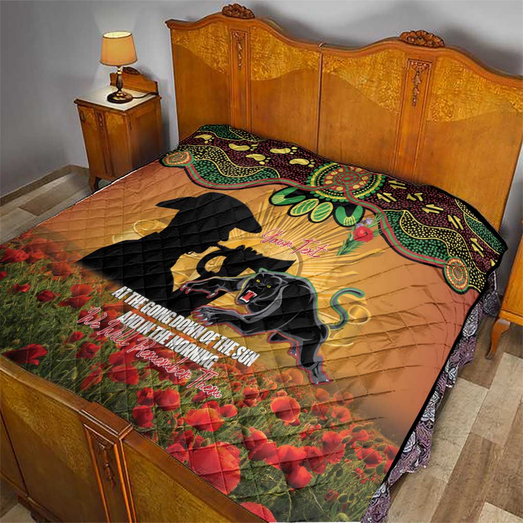 Personalised Panthers Rugby ANZAC Day Quilt Last Post Poppy We Will Remember Them