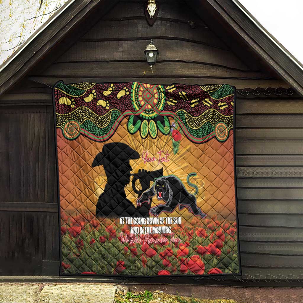 Personalised Panthers Rugby ANZAC Day Quilt Last Post Poppy We Will Remember Them