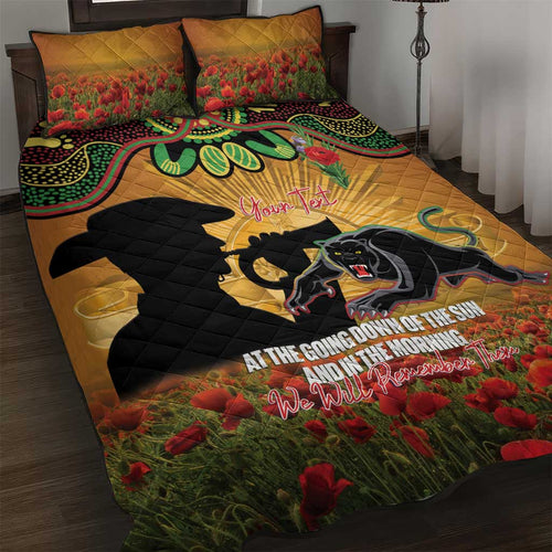 Personalised Panthers Rugby ANZAC Day Quilt Bed Set Last Post Poppy We Will Remember Them