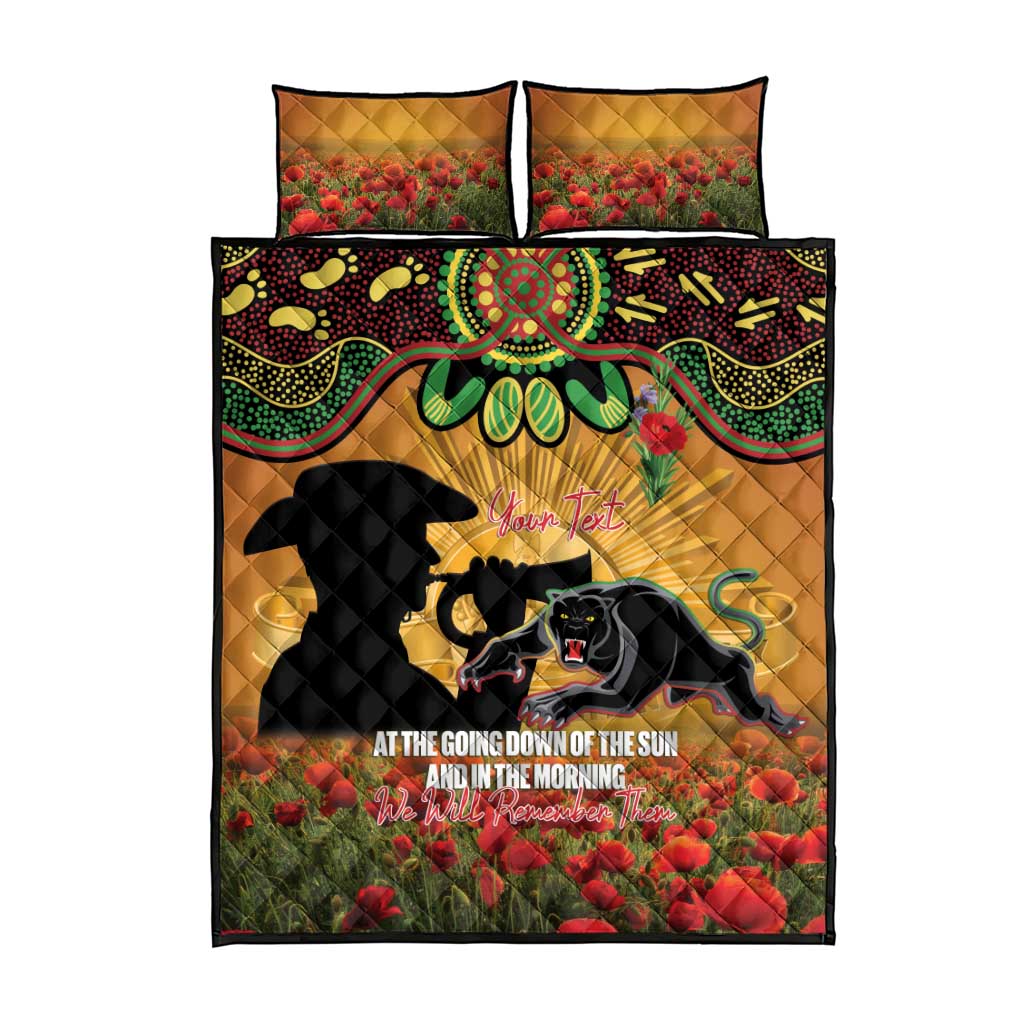 Personalised Panthers Rugby ANZAC Day Quilt Bed Set Last Post Poppy We Will Remember Them