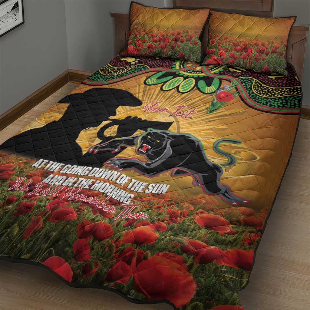 Personalised Panthers Rugby ANZAC Day Quilt Bed Set Last Post Poppy We Will Remember Them