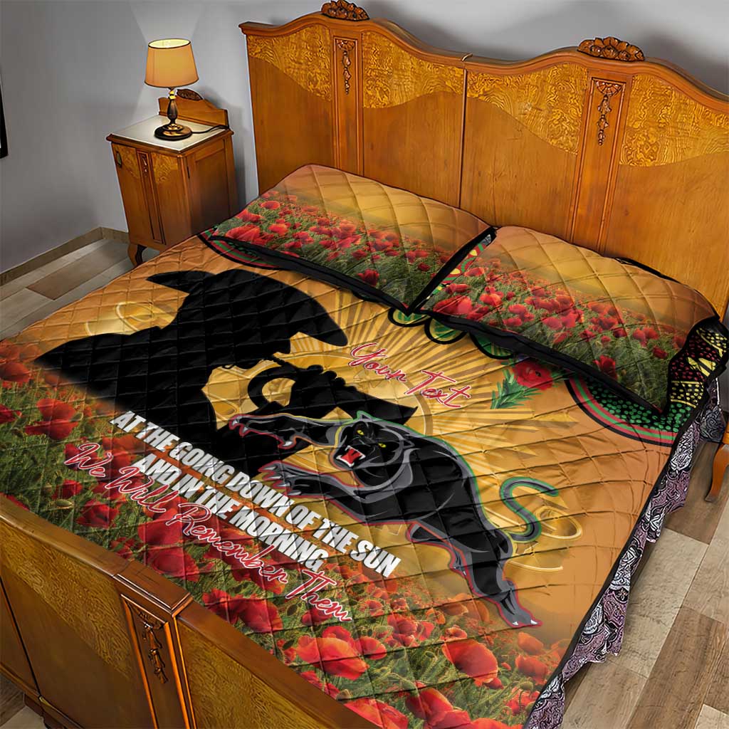 Personalised Panthers Rugby ANZAC Day Quilt Bed Set Last Post Poppy We Will Remember Them